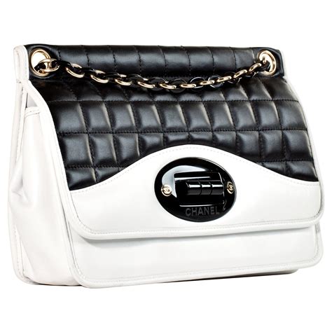 chanel 2 tone chain bag|chanel black and white flap bags.